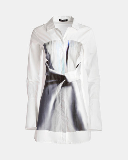 Illusion Print Button Down Dress