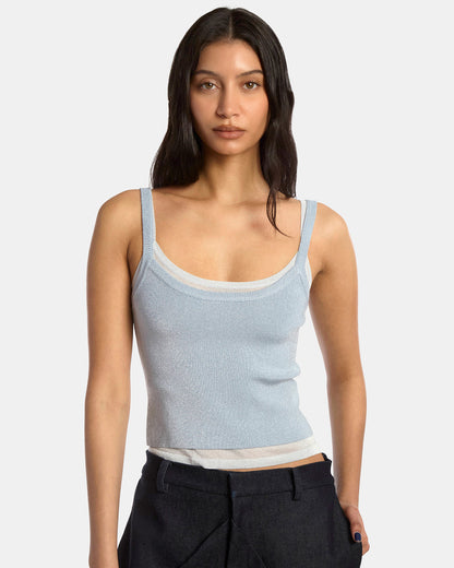 Metallic Knit Layered Tank Top