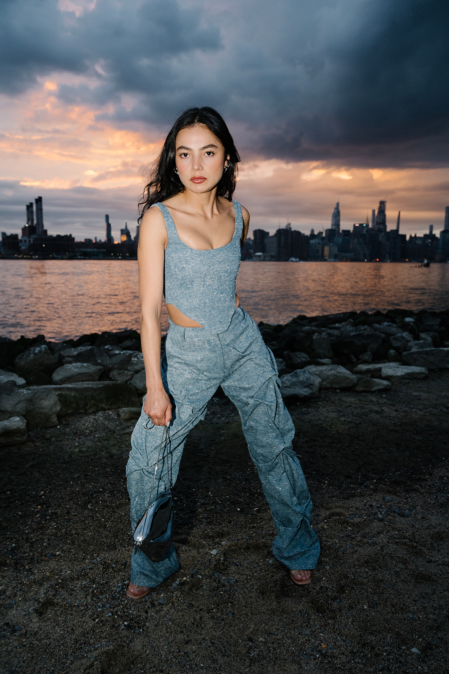 Rhinestone Denim Astrid Trousers