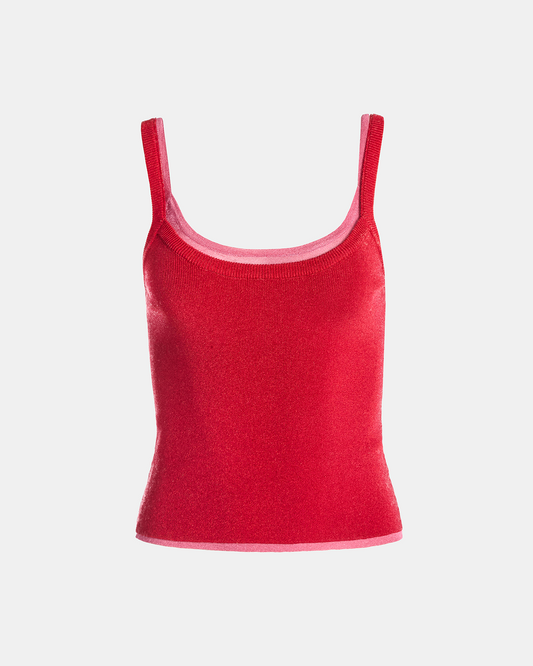 Metallic Knit Layered  Tank Top