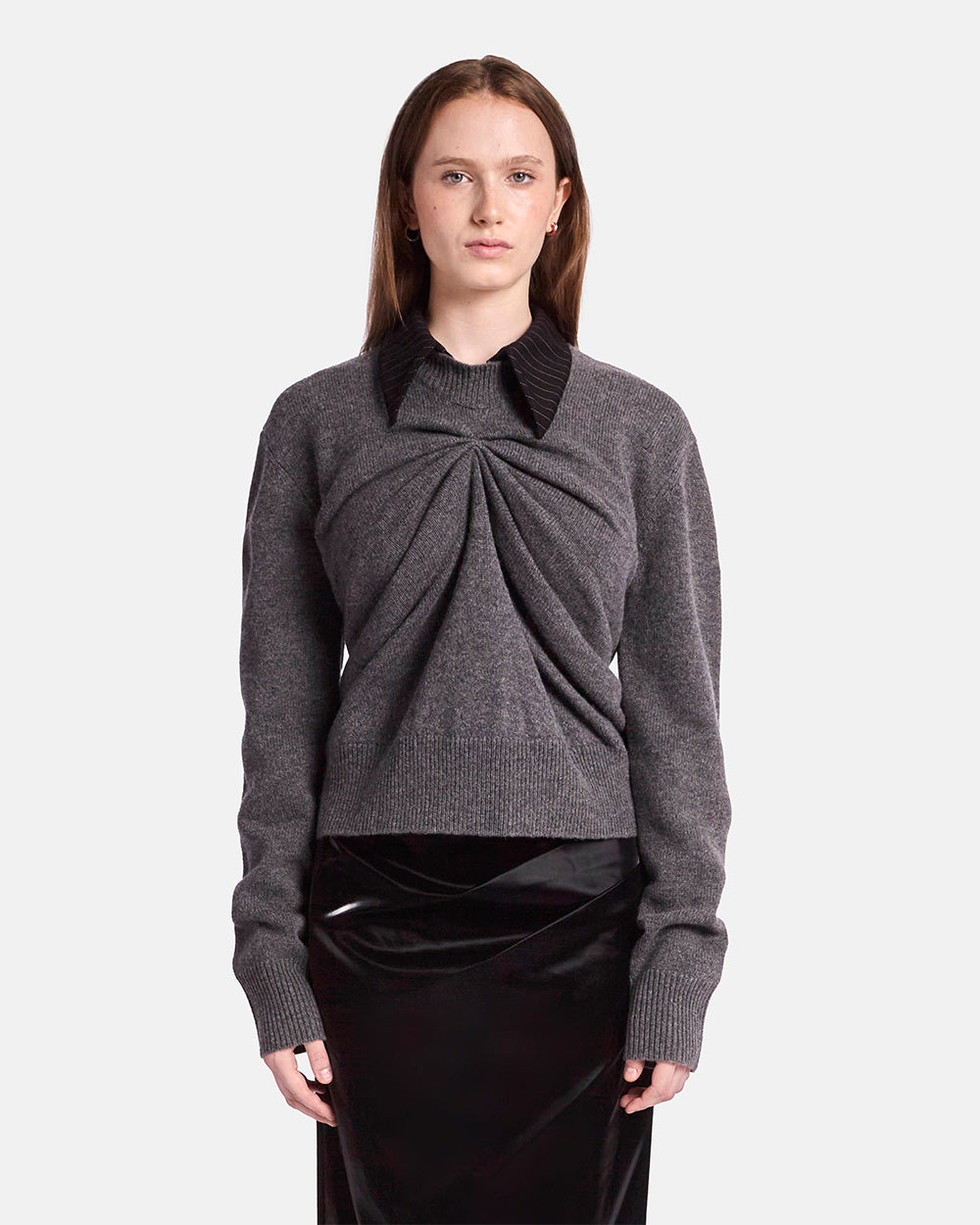Pinched Crewneck Sweater w Collar