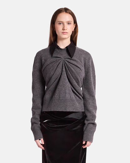 Pinched Crewneck Sweater w Collar
