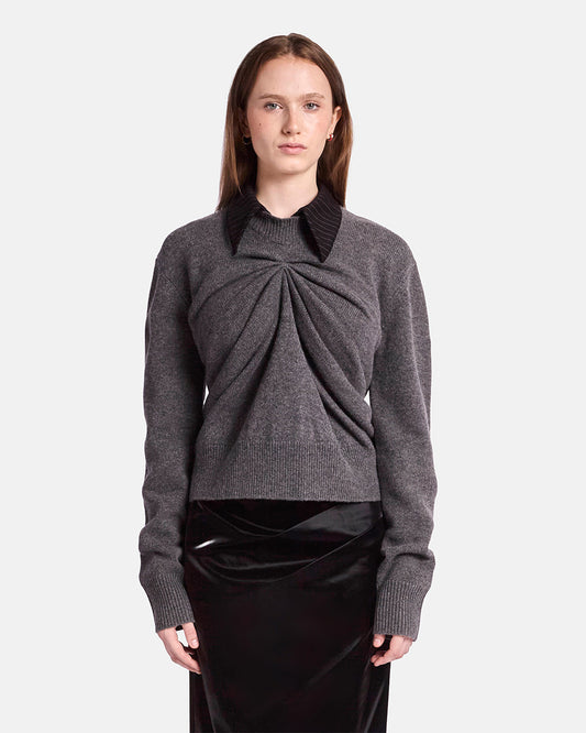 Pinched Crewneck Sweater w Collar