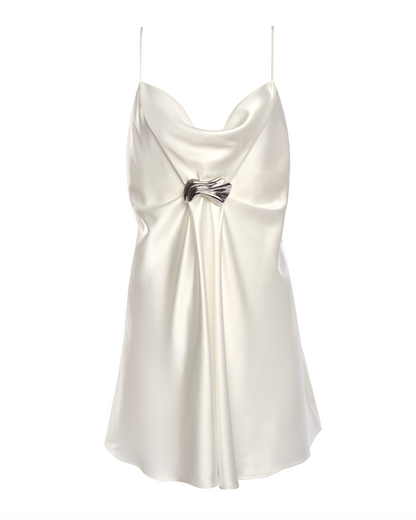 Peyton Cowl-Neck Mini Dress White