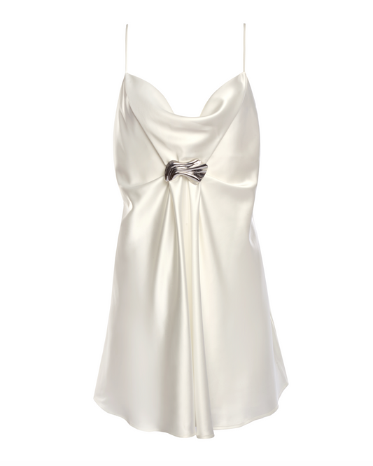 Peyton Cowl-Neck Mini Dress White