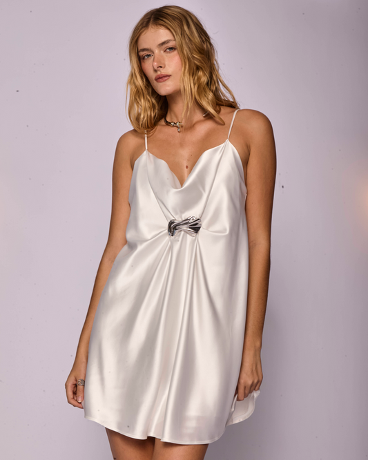 Peyton Cowl-Neck Mini Dress White