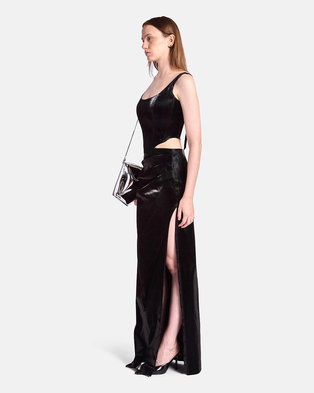 Willow Patent Draped Skirt