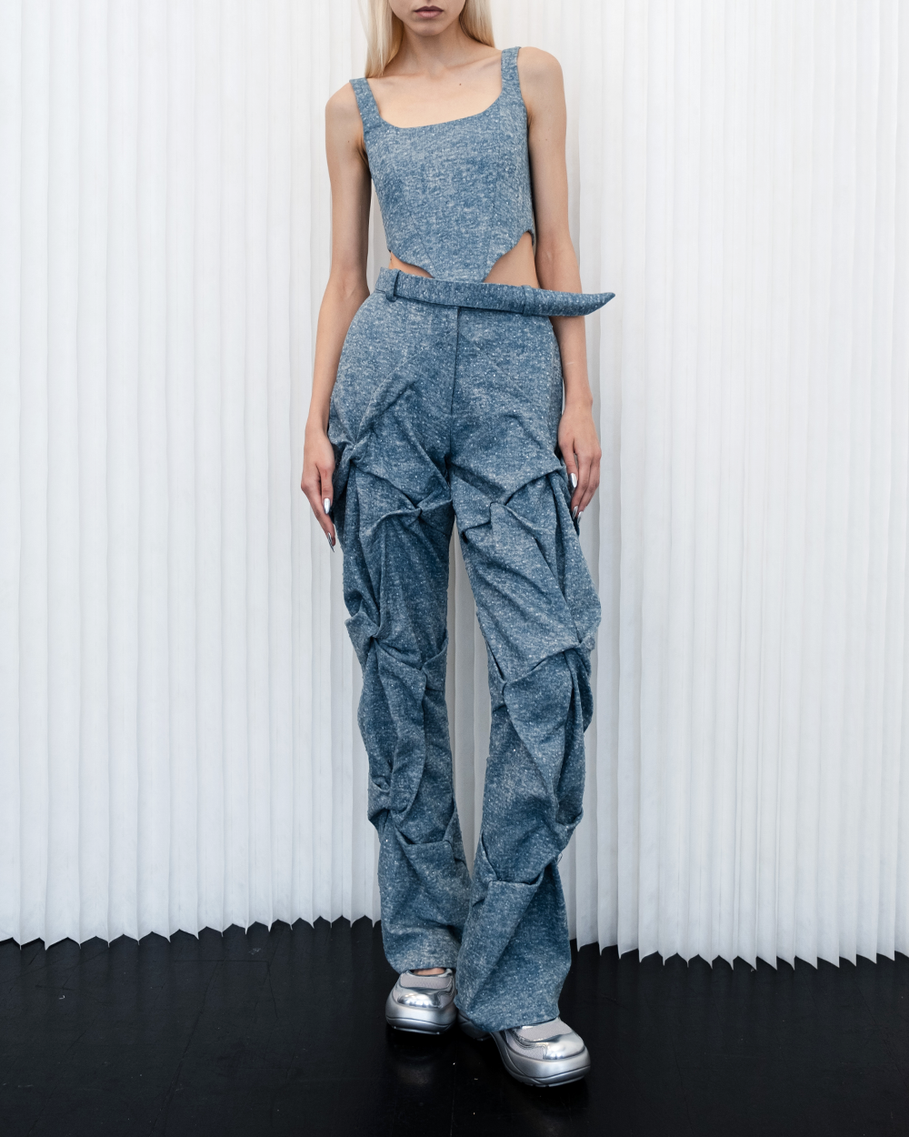 Astrid Rhinestone Draped Trousers