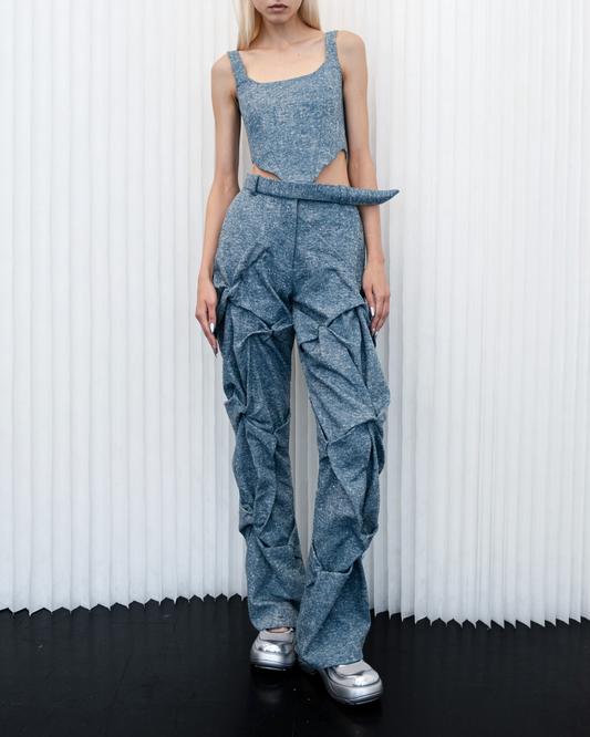 Astrid Rhinestone Draped Trousers