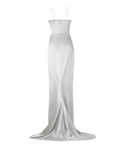 Silver Fitted Column Gown
