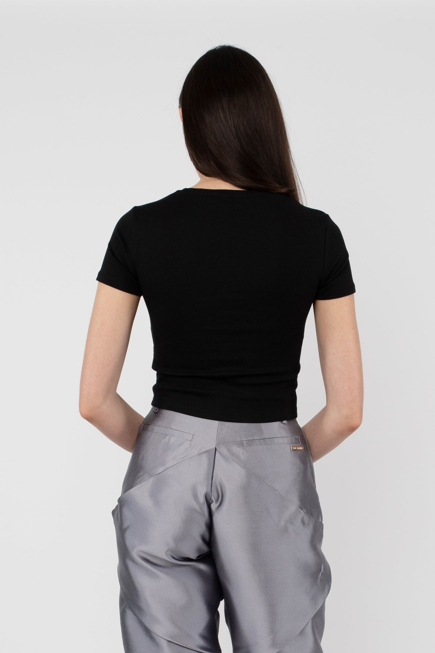Printed Corset Baby Tee in Chrome