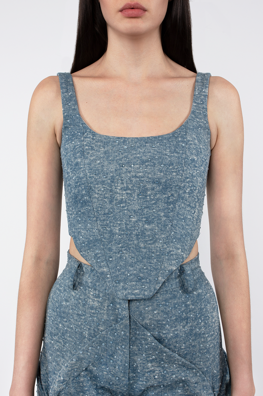 Rhinestone Denim Corset