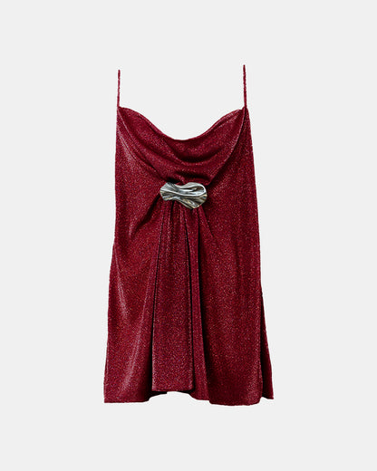 Peyton Cowl-Neck Mini Dress - Burgundy
