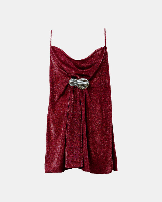 Peyton Cowl-Neck Mini Dress - Burgundy