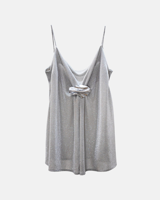 Peyton Cowl-Neck Mini Dress - Silver