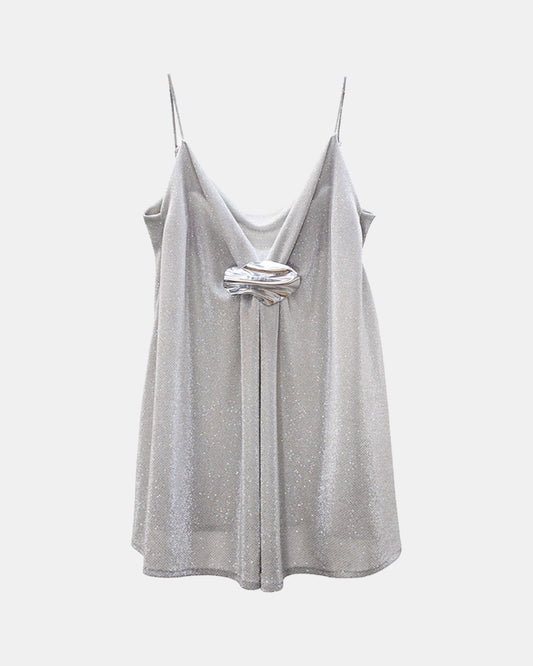 Peyton Cowl-Neck Mini Dress - Silver