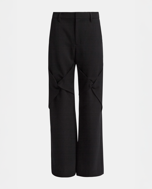 Draped Knee Wool Trouser