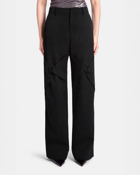 Draped Knee Wool Trouser